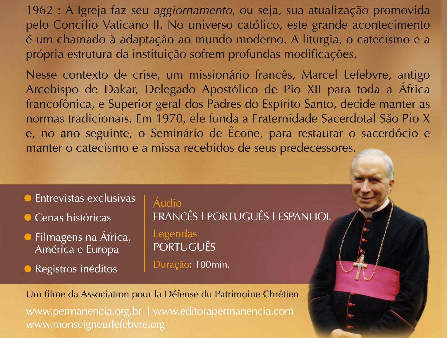 DVD Dom Lefebvre um bispo na tormenta Fraternidade Sacerdotal São